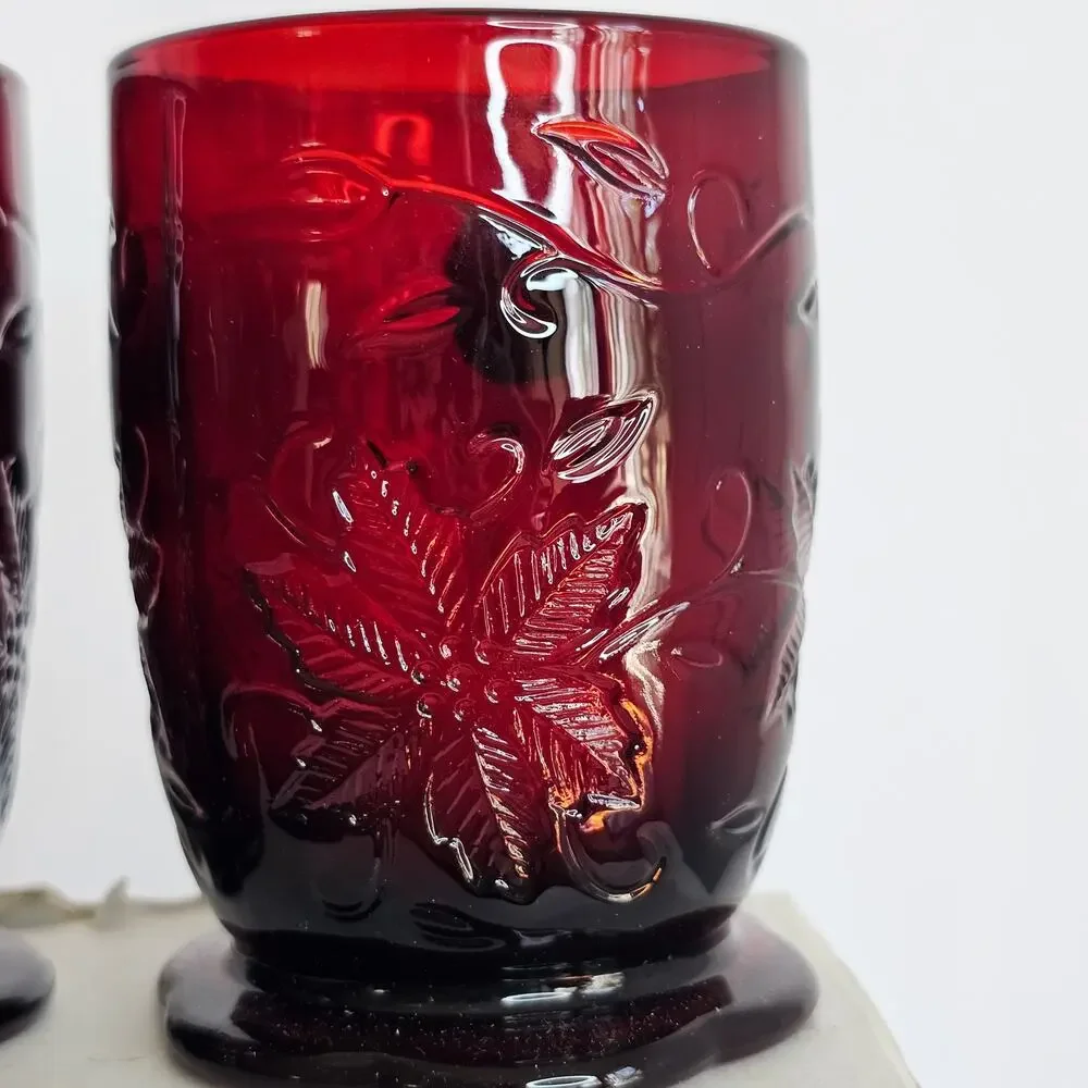 Vintage Princess House Fantasia‎ Ruby Red Crystal Votive Set